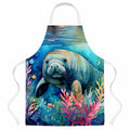 Manatee Apron Cooking Kitchen Server Baking Crafts Gardening for Adult Women Men, Unisex, Large, Multicolor