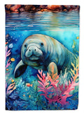 Manatee House Flag 28x40 Porch Sleeve Pole Decorative Outside Yard Banner Artwork Wall Hanging, Polyester