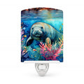 Manatee Ceramic Night Light Compact, UL-Certified, Ideal for Bedroom, Bathroom, Nursery, Hallway, Kitchen, 6x4x3, Multicolor