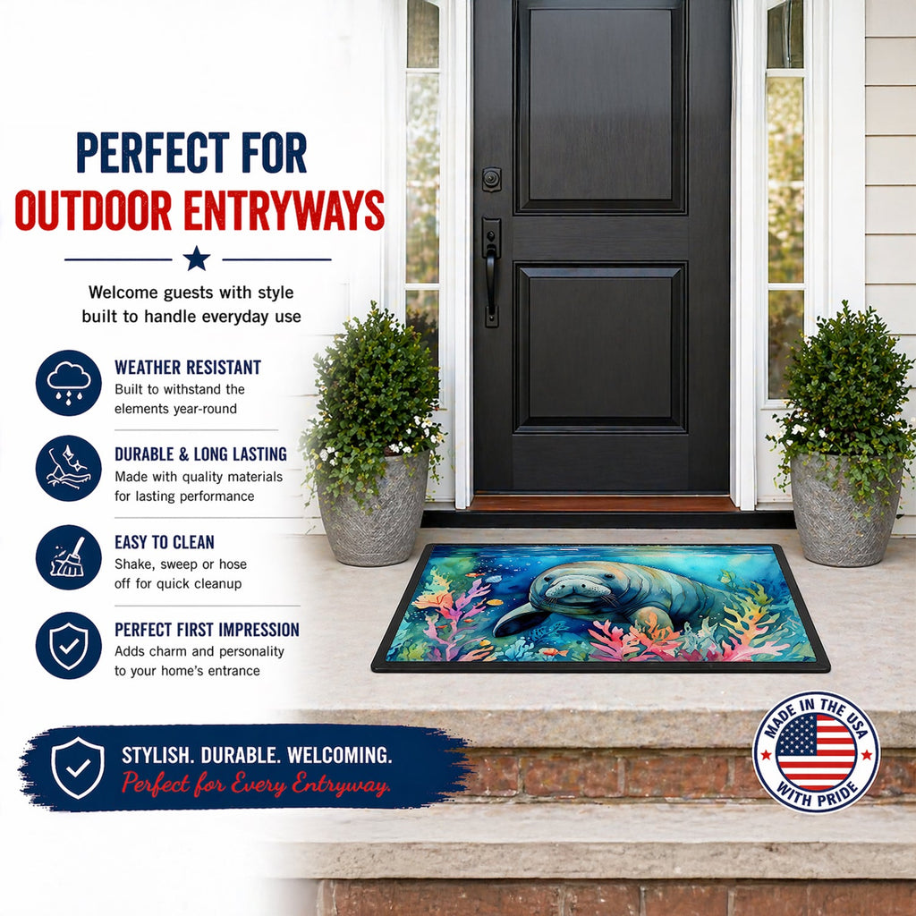 Manatee Doormat Indoor Outdoor 24H X 36W Front Door Mat Rugs for Entryway, Non Slip Washable Low Pile,