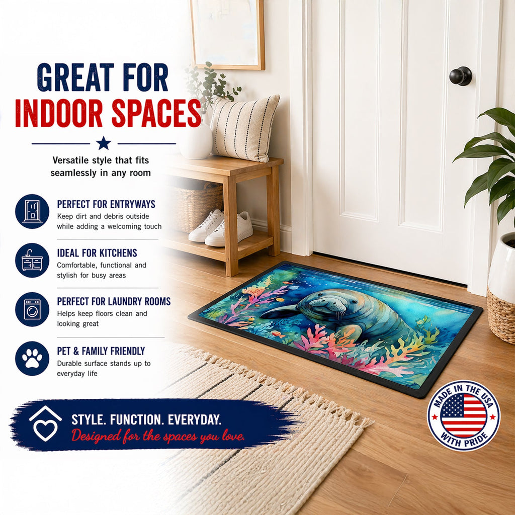 Manatee Doormat Indoor Outdoor 18H X 27W Front Door Mat Rugs for Entryway, Non Slip Washable