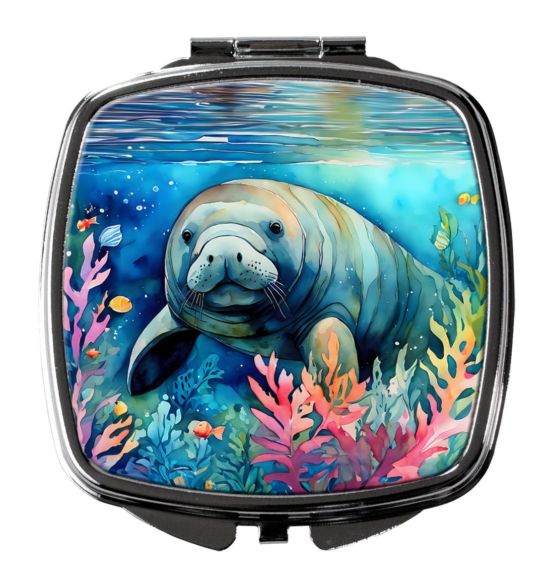 Manatee Compact Mirror Decorative Travel Makeup Mirror for Women Girls Gifts Pocket Makeup Mirror Folding Handheld