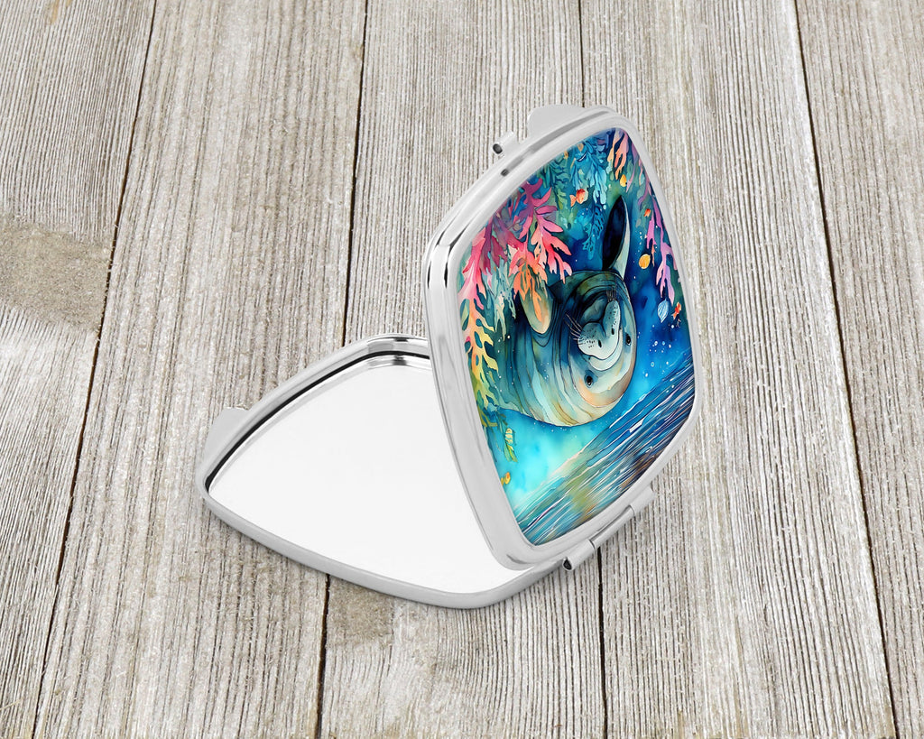 Manatee Compact Mirror Decorative Travel Makeup Mirror for Women Girls Gifts Pocket Makeup Mirror Folding Handheld