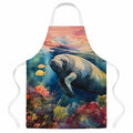 Manatee Apron Cooking Kitchen Server Baking Crafts Gardening for Adult Women Men, Unisex, Large, Multicolor