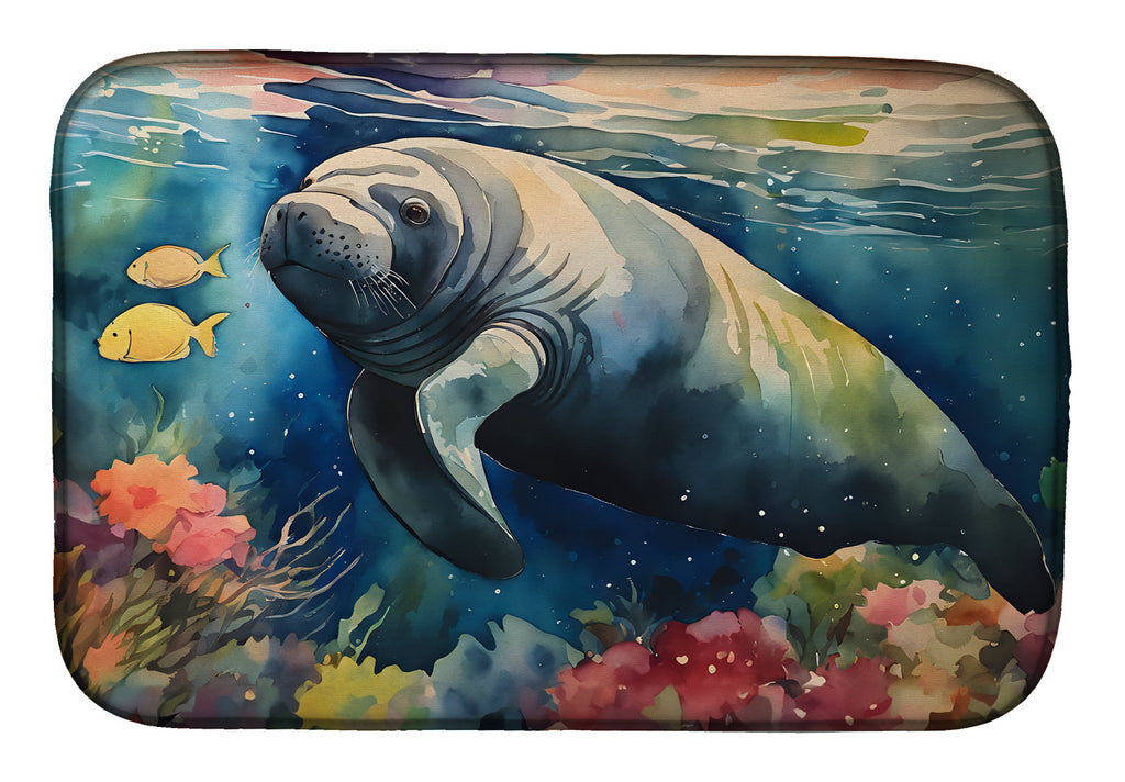 Manatee Dish Drying Mat Absorbent Dish Drying Mat Pad for Kitchen Counter Dish Drainer Mat for Countertop, 14 x 21", Multicolor