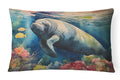 Manatee Decorative Throw Pillow 12x16 Indoor Outdoor Accent Cushion, Fabric Cover with Insert for Sofa, Bed, Porch & Living Room