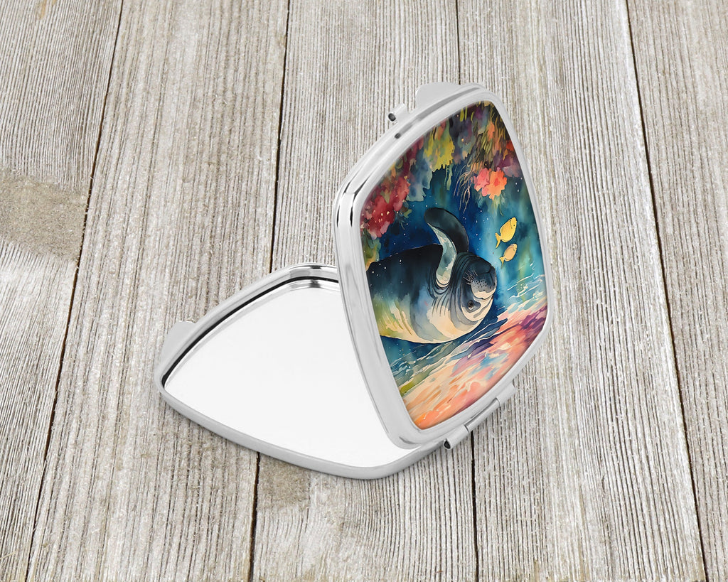 Manatee Compact Mirror Decorative Travel Makeup Mirror for Women Girls Gifts Pocket Makeup Mirror Folding Handheld