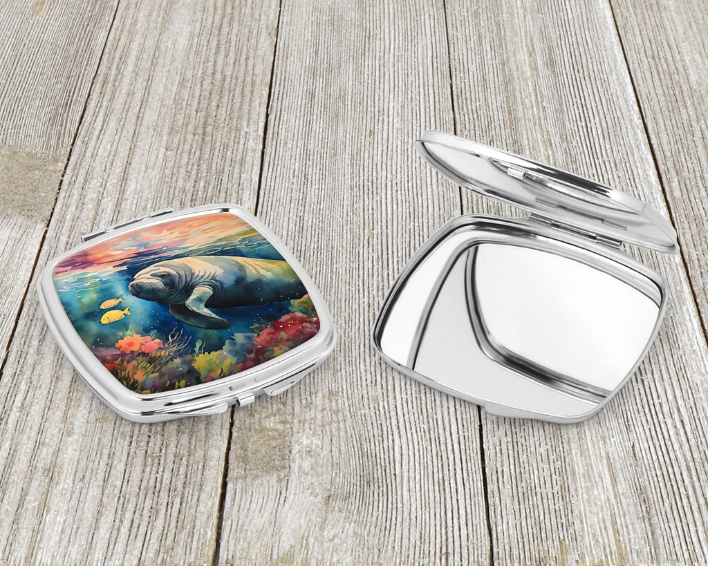 Manatee Compact Mirror Decorative Travel Makeup Mirror for Women Girls Gifts Pocket Makeup Mirror Folding Handheld