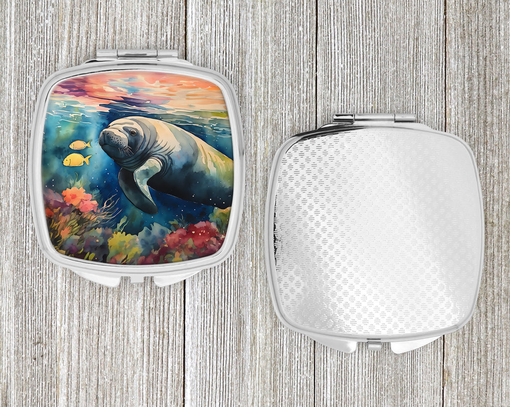 Manatee Compact Mirror Decorative Travel Makeup Mirror for Women Girls Gifts Pocket Makeup Mirror Folding Handheld