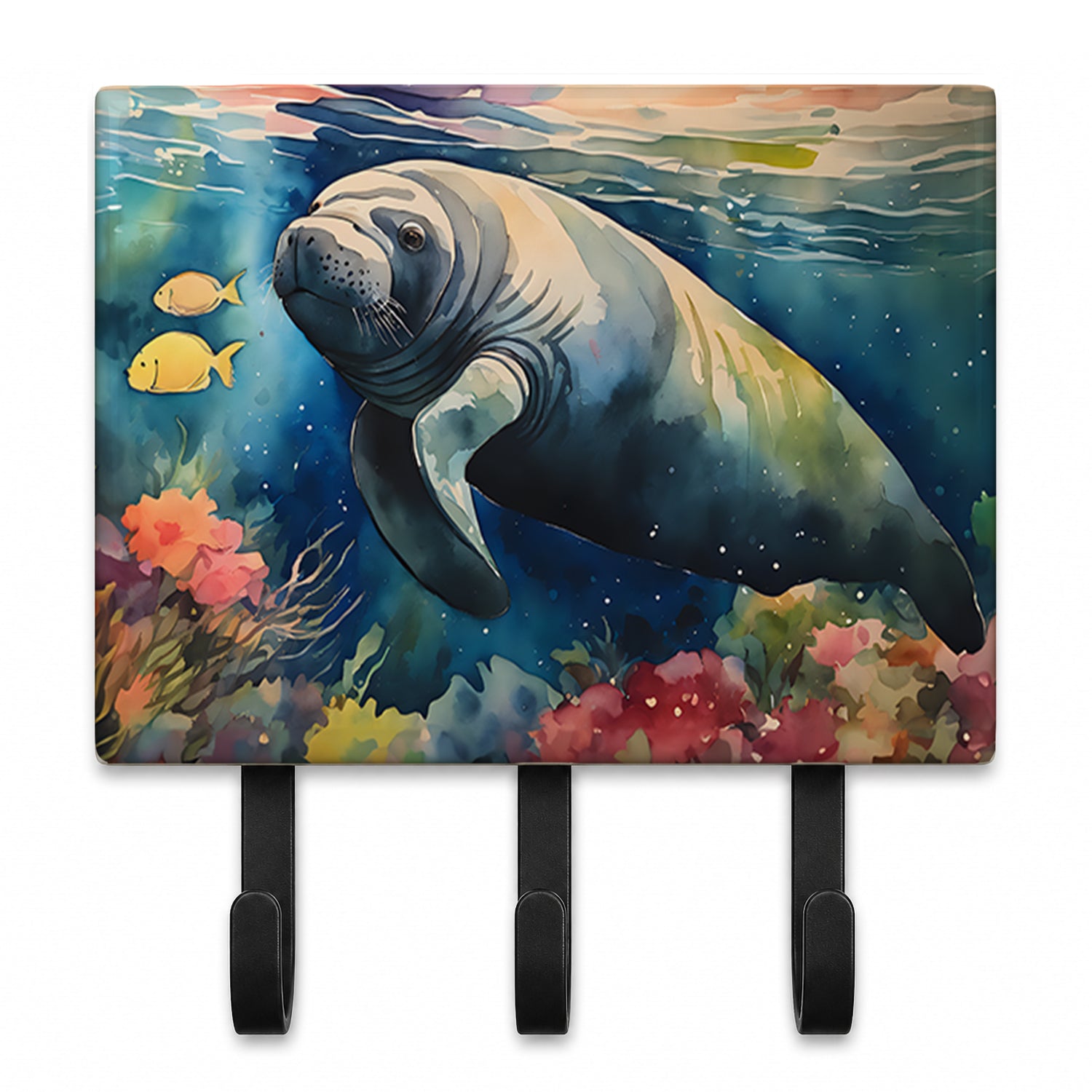 Manatee Leash or Key Holder Wall Hooks, Coat Rack Wall Mount, for Hanging Keys, Towels, Aprons, Leashes