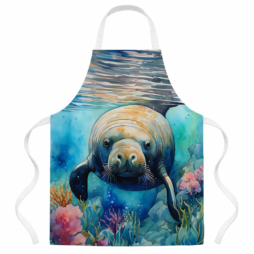 Manatee Apron Cooking Kitchen Server Baking Crafts Gardening for Adult Women Men, Unisex, Large, Multicolor