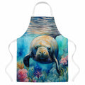 Manatee Apron Cooking Kitchen Server Baking Crafts Gardening for Adult Women Men, Unisex, Large, Multicolor