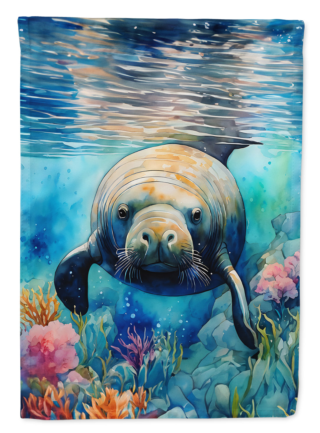 Manatee House Flag 28x40 Porch Sleeve Pole Decorative Outside Yard Banner Artwork Wall Hanging, Polyester