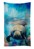 Manatee Kitchen Towel Velour Plush Front and Cotton Loop Back Machine Washable