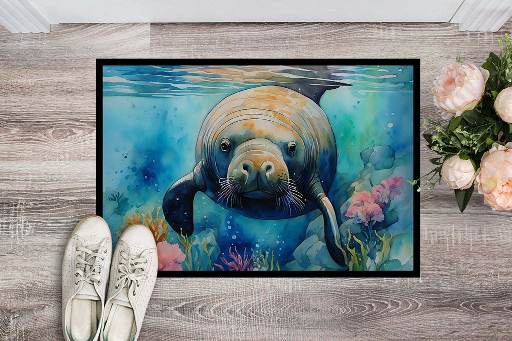 Manatee Doormat Indoor Outdoor 18H X 27W Front Door Mat Rugs for Entryway, Non Slip Washable