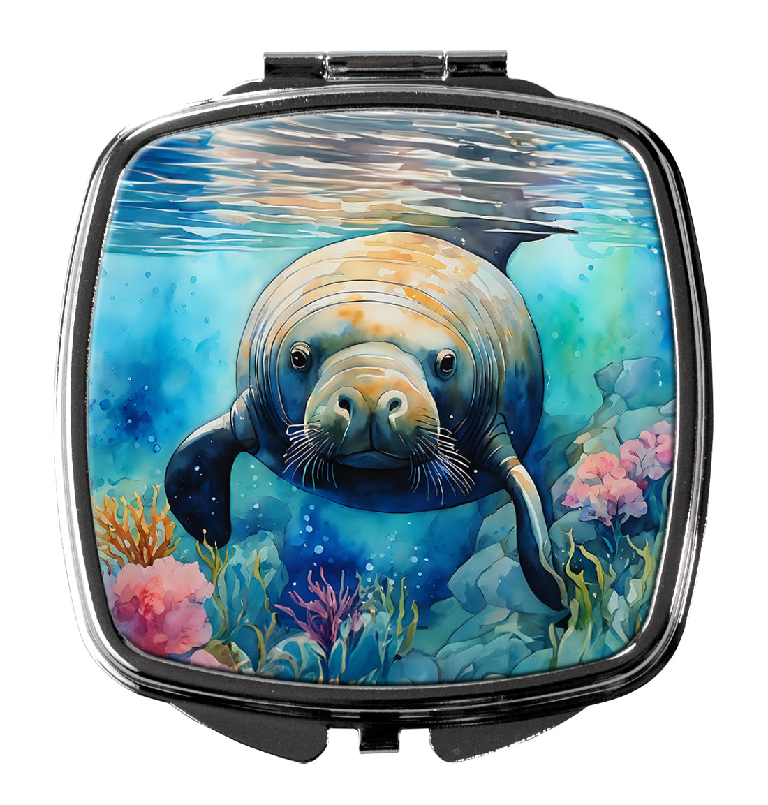Manatee Compact Mirror Decorative Travel Makeup Mirror for Women Girls Gifts Pocket Makeup Mirror Folding Handheld