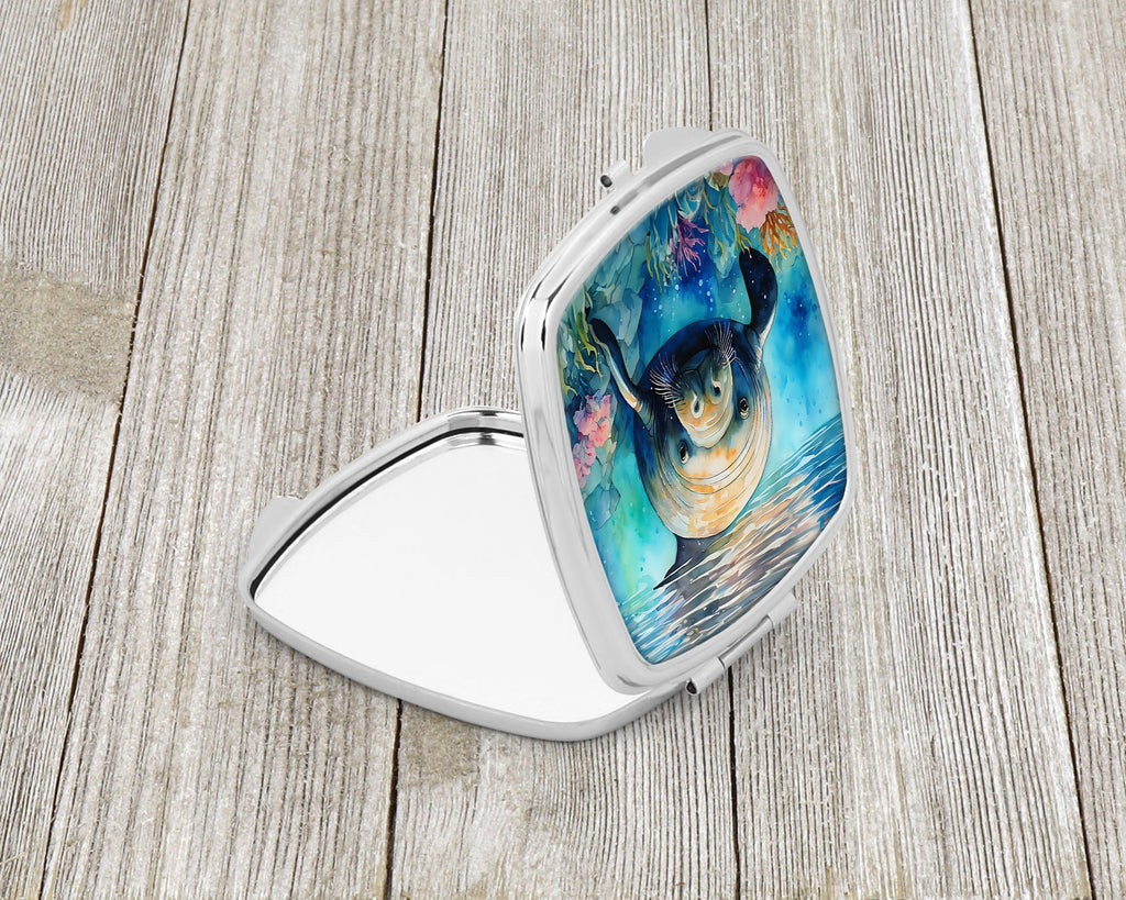 Manatee Compact Mirror Decorative Travel Makeup Mirror for Women Girls Gifts Pocket Makeup Mirror Folding Handheld
