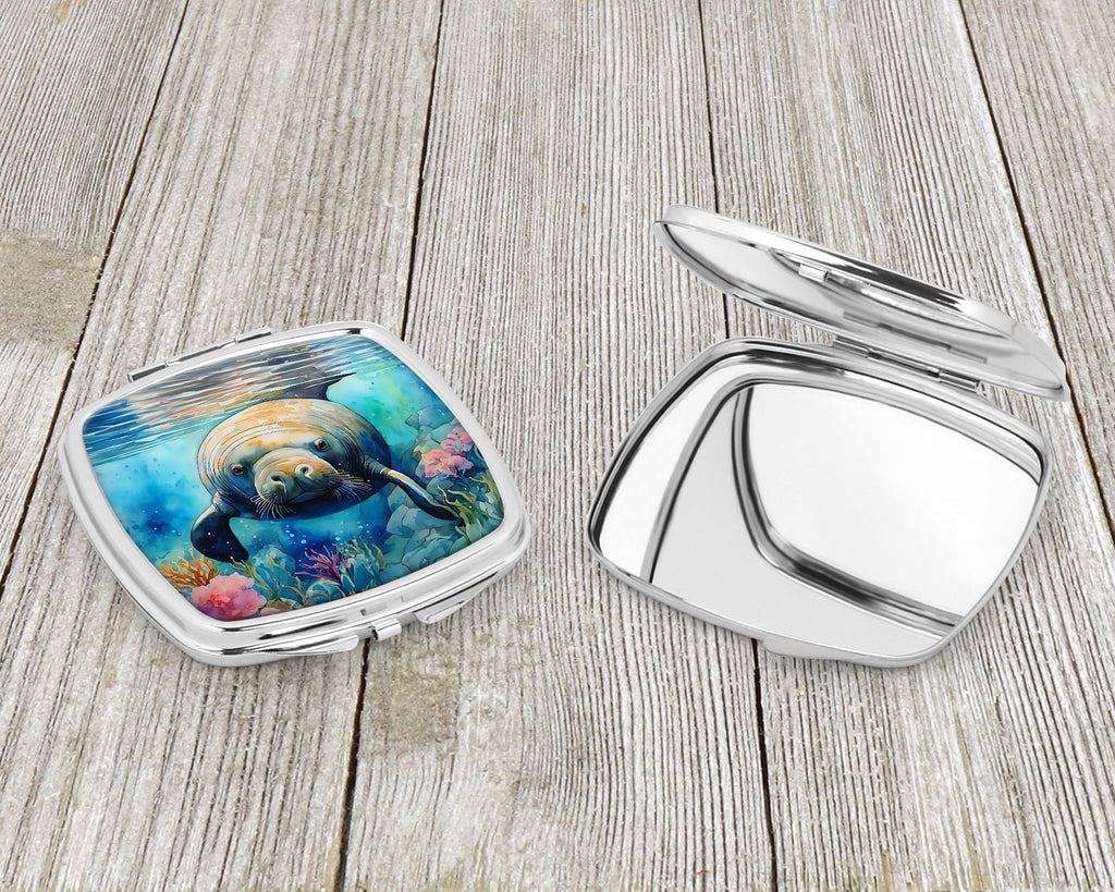 Manatee Compact Mirror Decorative Travel Makeup Mirror for Women Girls Gifts Pocket Makeup Mirror Folding Handheld