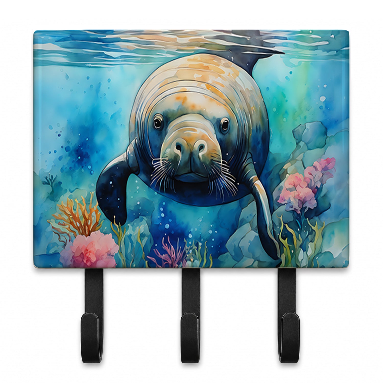 Manatee Leash or Key Holder Wall Hooks, Coat Rack Wall Mount, for Hanging Keys, Towels, Aprons, Leashes