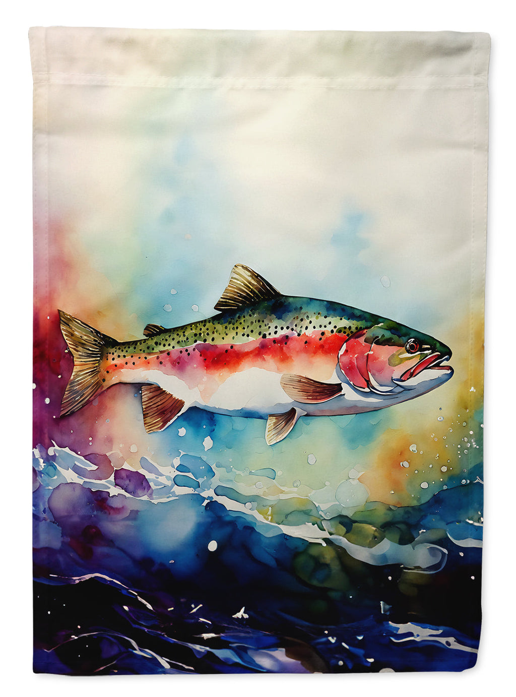 Rainbow Trout House Flag 28x40 Porch Sleeve Pole Decorative Outside Yard Banner Artwork Wall Hanging, Polyester