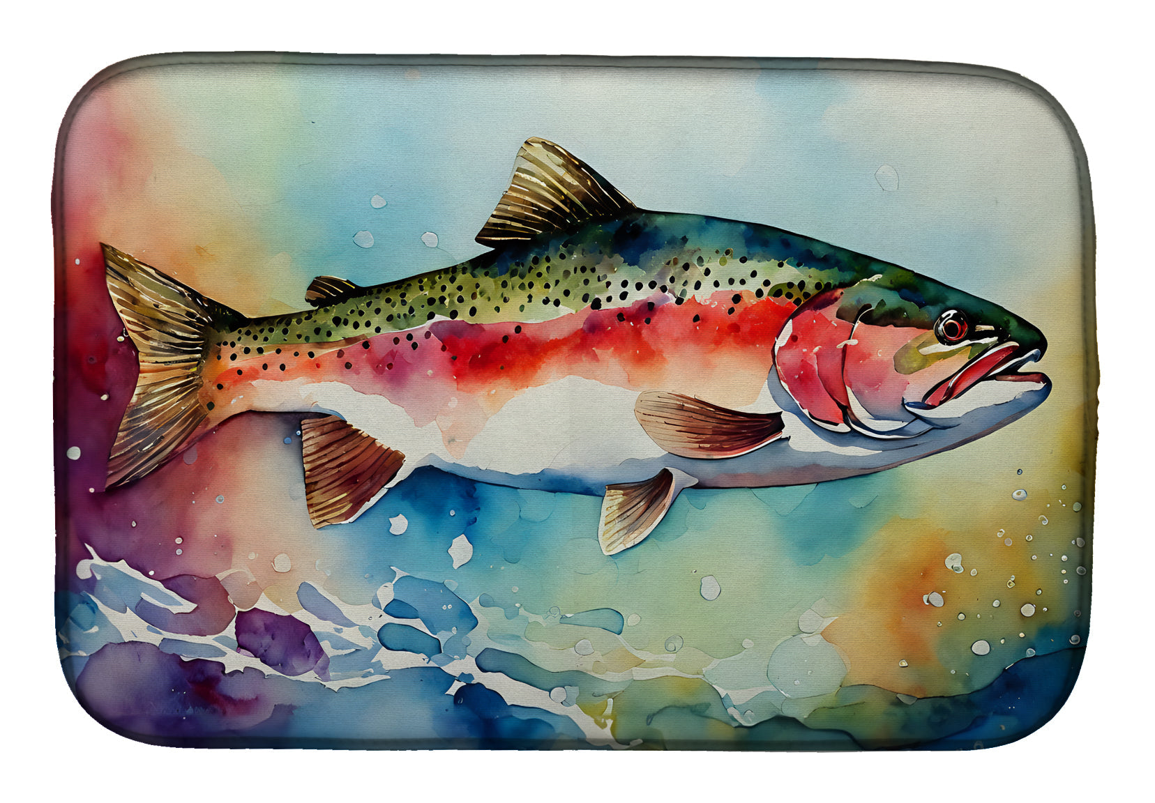 Rainbow Trout Dish Drying Mat Absorbent Dish Drying Mat Pad for Kitchen Counter Dish Drainer Mat for Countertop, 14 x 21", Multicolor