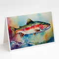 Rainbow Trout Greeting Cards Pack of 8 Blank Cards with Envelopes Whimsical A7 Size 5x7