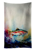 Rainbow Trout Kitchen Towel Velour Plush Front and Cotton Loop Back Machine Washable