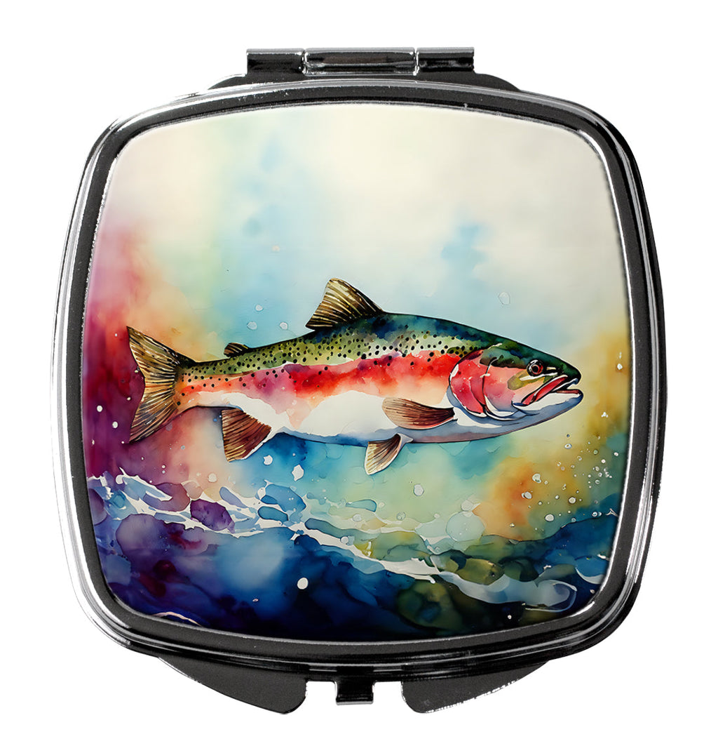 Rainbow Trout Compact Mirror Decorative Travel Makeup Mirror for Women Girls Gifts Pocket Makeup Mirror Folding Handheld