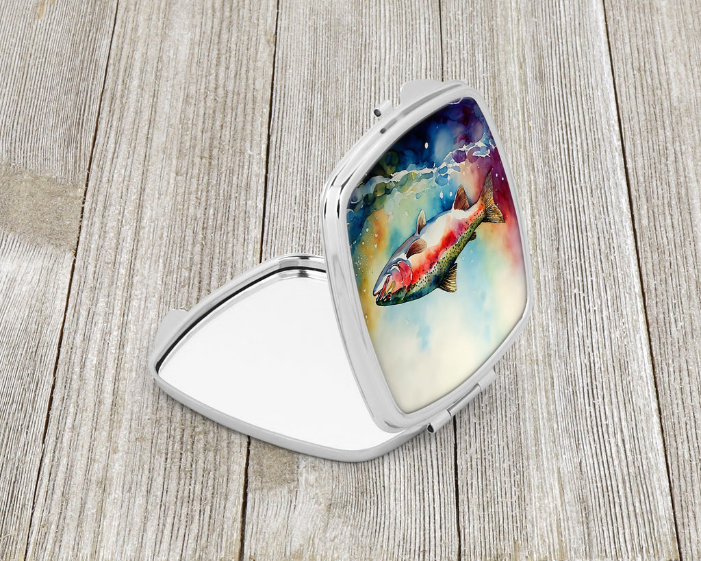 Rainbow Trout Compact Mirror Decorative Travel Makeup Mirror for Women Girls Gifts Pocket Makeup Mirror Folding Handheld