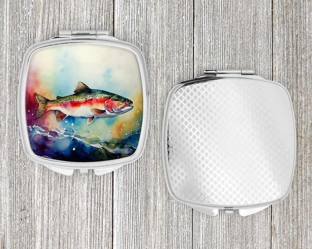Rainbow Trout Compact Mirror Decorative Travel Makeup Mirror for Women Girls Gifts Pocket Makeup Mirror Folding Handheld