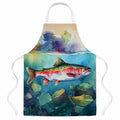 Rainbow Trout Apron Cooking Kitchen Server Baking Crafts Gardening for Adult Women Men, Unisex, Large, Multicolor