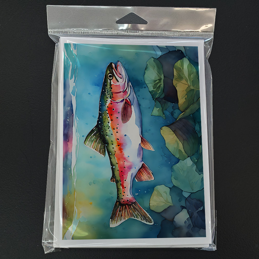 Rainbow Trout Greeting Cards Pack of 8 Blank Cards with Envelopes Whimsical A7 Size 5x7