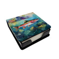 Rainbow Trout PU Leather Note Paper Holder with Artist-Designed Cover, Desk Accessory, Office Gift