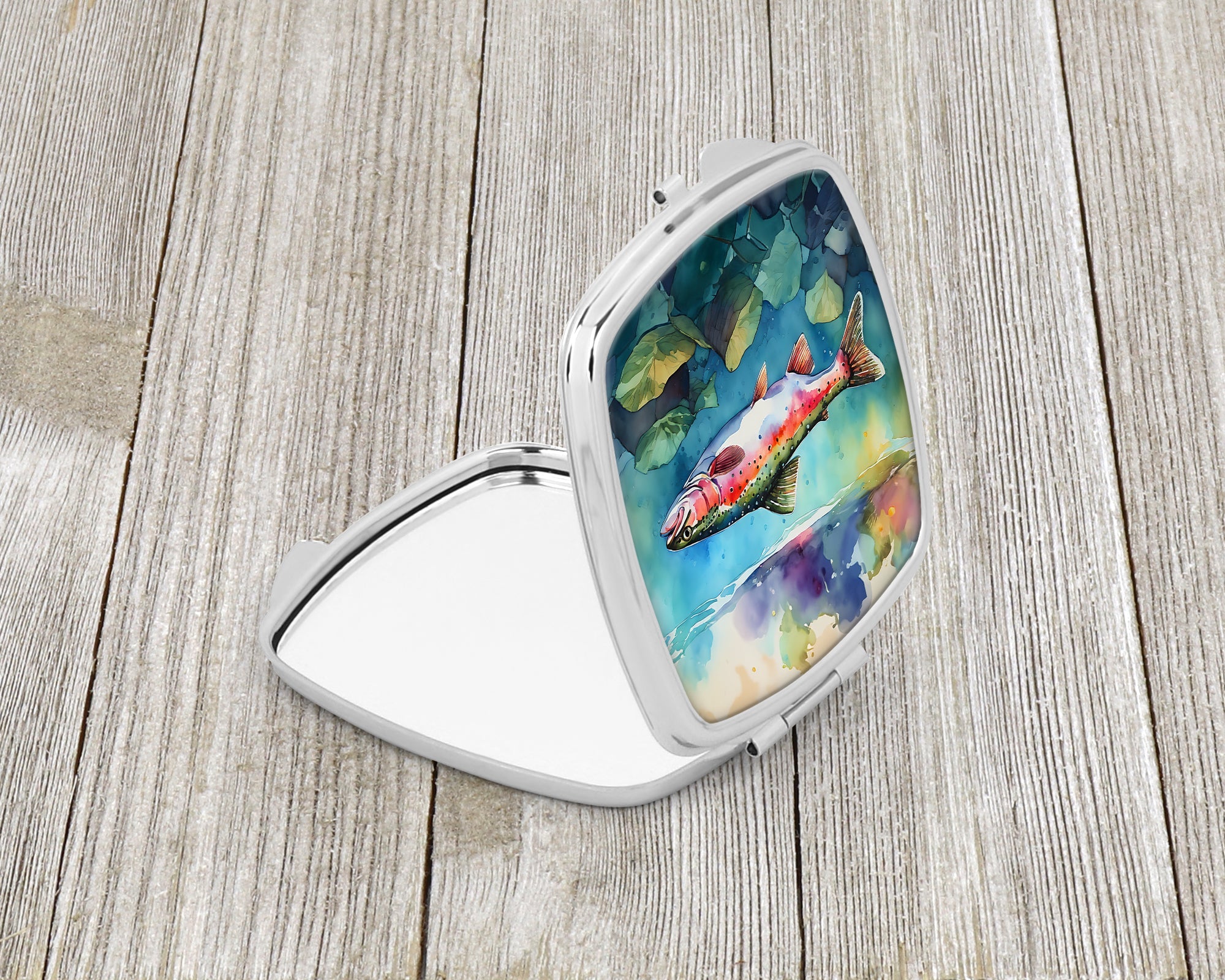 Rainbow Trout Compact Mirror Decorative Travel Makeup Mirror for Women Girls Gifts Pocket Makeup Mirror Folding Handheld
