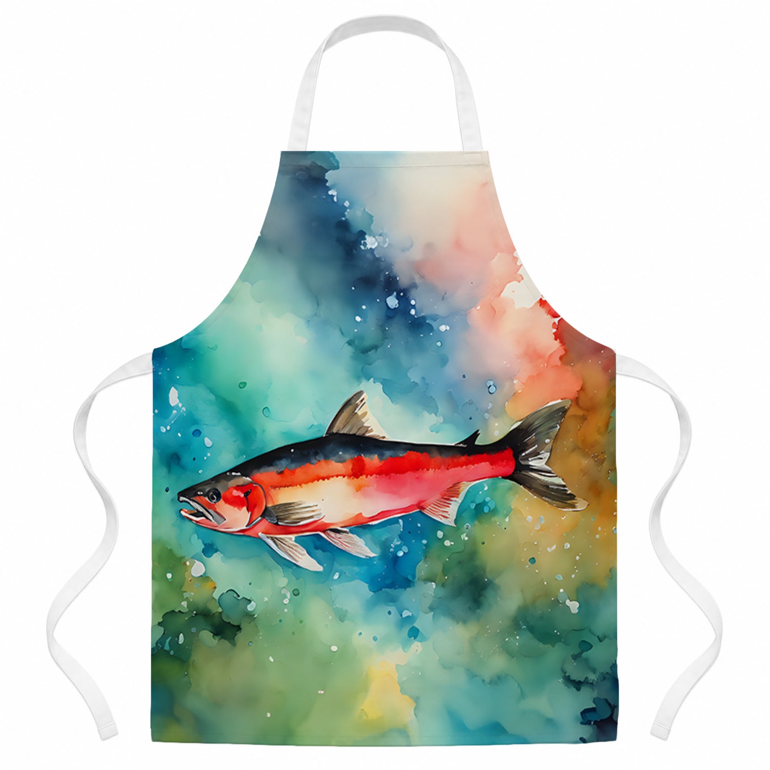 Salmon Apron Cooking Kitchen Server Baking Crafts Gardening for Adult Women Men, Unisex, Large, Multicolor