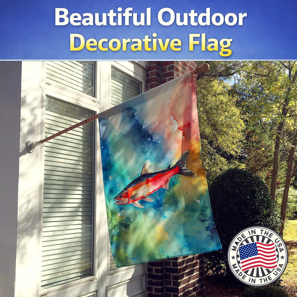 Salmon House Flag 28x40 Porch Sleeve Pole Decorative Outside Yard Banner Artwork Wall Hanging, Polyester