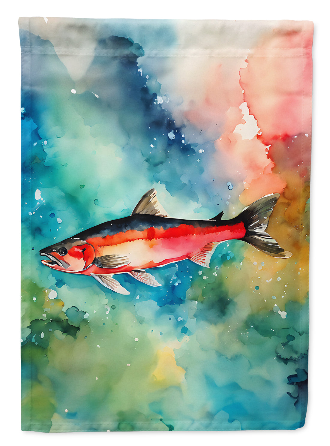 Salmon House Flag 28x40 Porch Sleeve Pole Decorative Outside Yard Banner Artwork Wall Hanging, Polyester