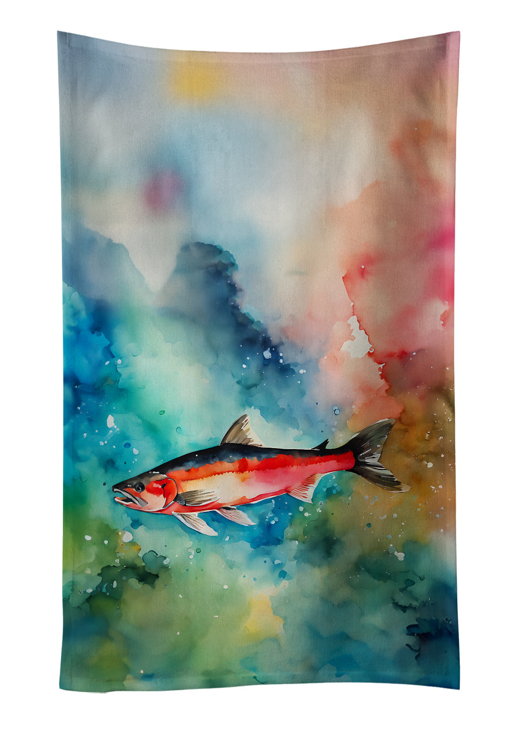 Salmon Kitchen Towel Velour Plush Front and Cotton Loop Back Machine Washable