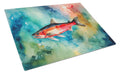 Salmon Cutting Board Tempered Glass Kitchen Cutting Surface, Heat Resistant Chopping, Non-Slip Feet, Food Prep & Serving