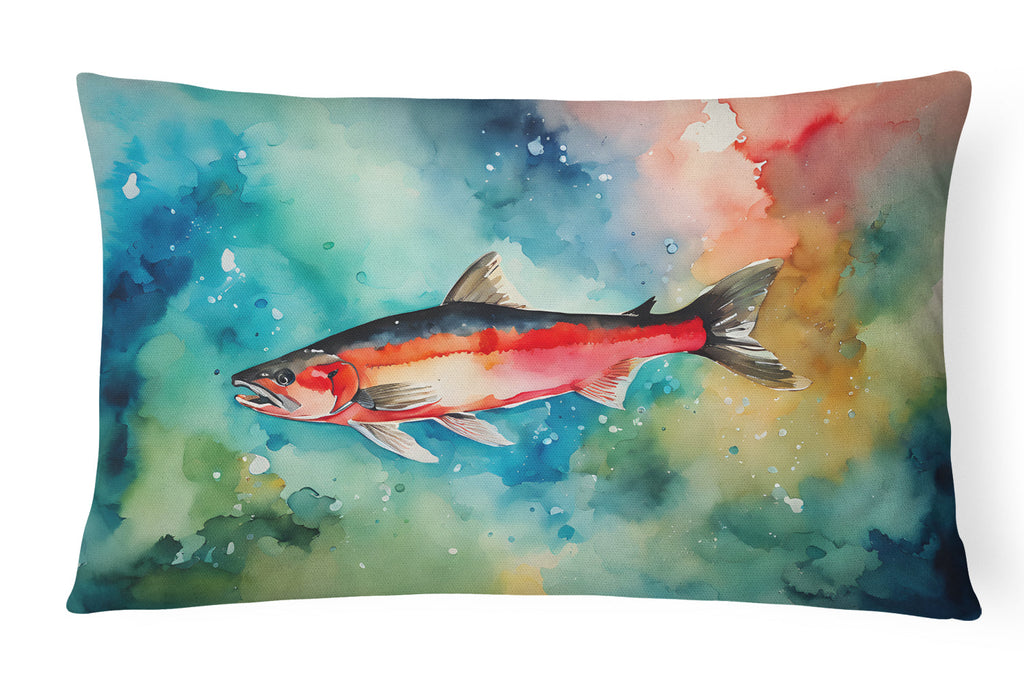 Salmon Decorative Throw Pillow 12x16 Indoor Outdoor Accent Cushion, Fabric Cover with Insert for Sofa, Bed, Porch & Living Room