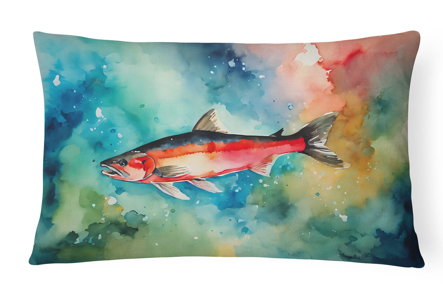 Salmon Decorative Throw Pillow 12x16 Indoor Outdoor Accent Cushion, Fabric Cover with Insert for Sofa, Bed, Porch & Living Room