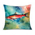Salmon Decorative Throw Pillow 14x14 Indoor Outdoor Accent Cushion, Fabric Cover with Insert for Sofa, Bed, Porch & Living Room