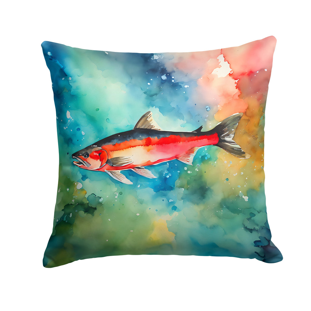 Salmon Decorative Throw Pillow 18x18 Indoor Outdoor Accent Cushion, Fabric Cover with Insert for Sofa, Bed, Porch & Living Room