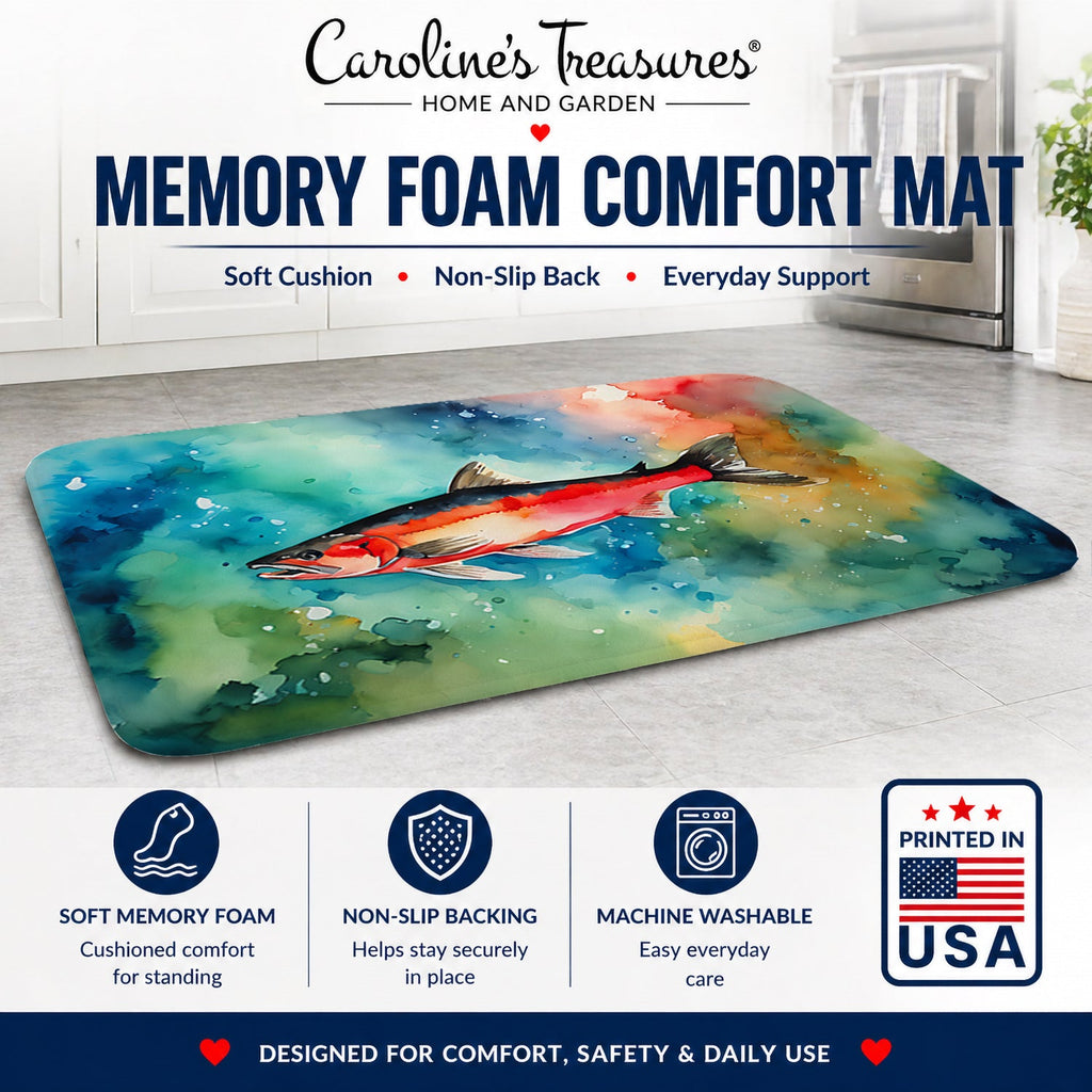 Salmon Memory Foam Kitchen Mat Machine Washable Anti-Fatigue Cushion Comfort Bath or Kitchen Rug