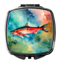 Salmon Compact Mirror Decorative Travel Makeup Mirror for Women Girls Gifts Pocket Makeup Mirror Folding Handheld