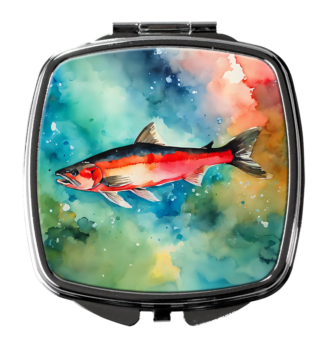 Salmon Compact Mirror Decorative Travel Makeup Mirror for Women Girls Gifts Pocket Makeup Mirror Folding Handheld