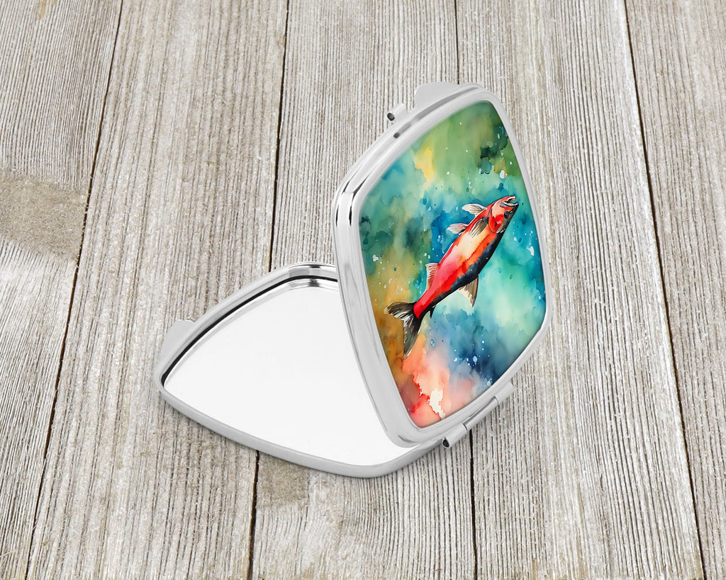 Salmon Compact Mirror Decorative Travel Makeup Mirror for Women Girls Gifts Pocket Makeup Mirror Folding Handheld