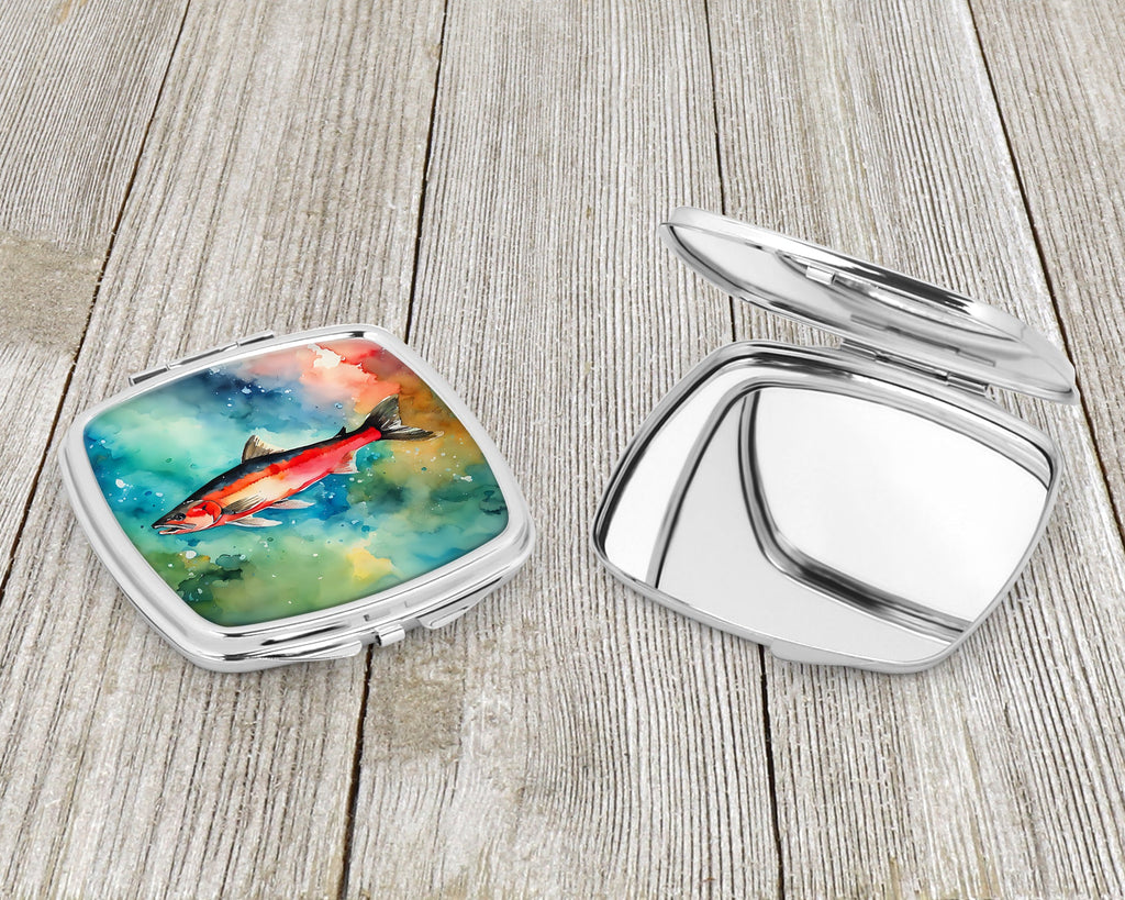 Salmon Compact Mirror Decorative Travel Makeup Mirror for Women Girls Gifts Pocket Makeup Mirror Folding Handheld