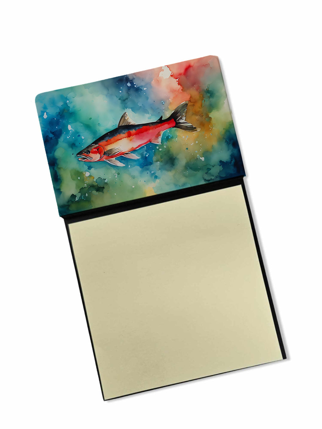 Salmon Watercolor Sticky Note Holder Refillable Dispenser Desk Accessory 3x3 Pad Gift