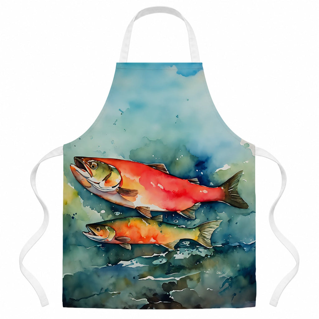 Salmon Apron Cooking Kitchen Server Baking Crafts Gardening for Adult Women Men, Unisex, Large, Multicolor